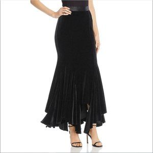 Divine Heritage‎ Black Velvet Asymmetric Maxi Skirt